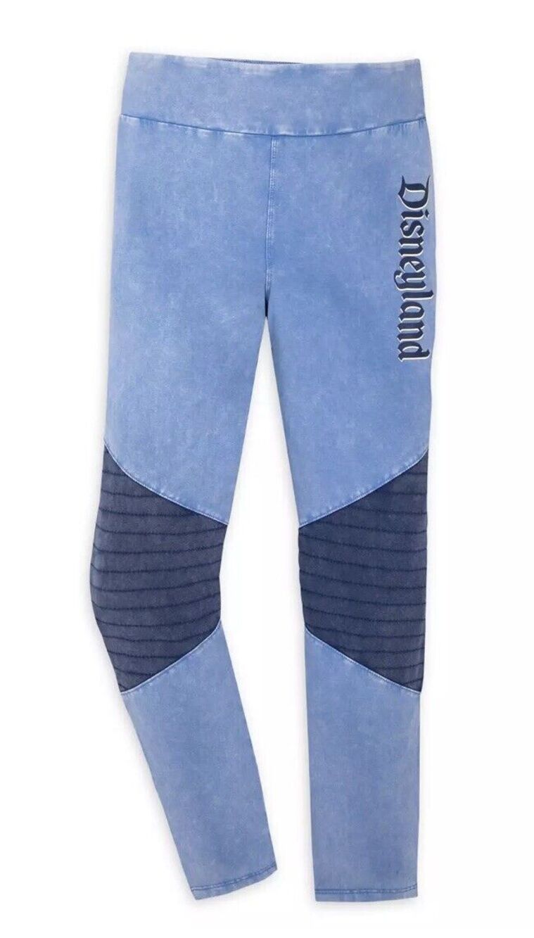 Disney Disneyland Resort Spellout Cropped Moto Leggings Womens Plus Size 3X Blue